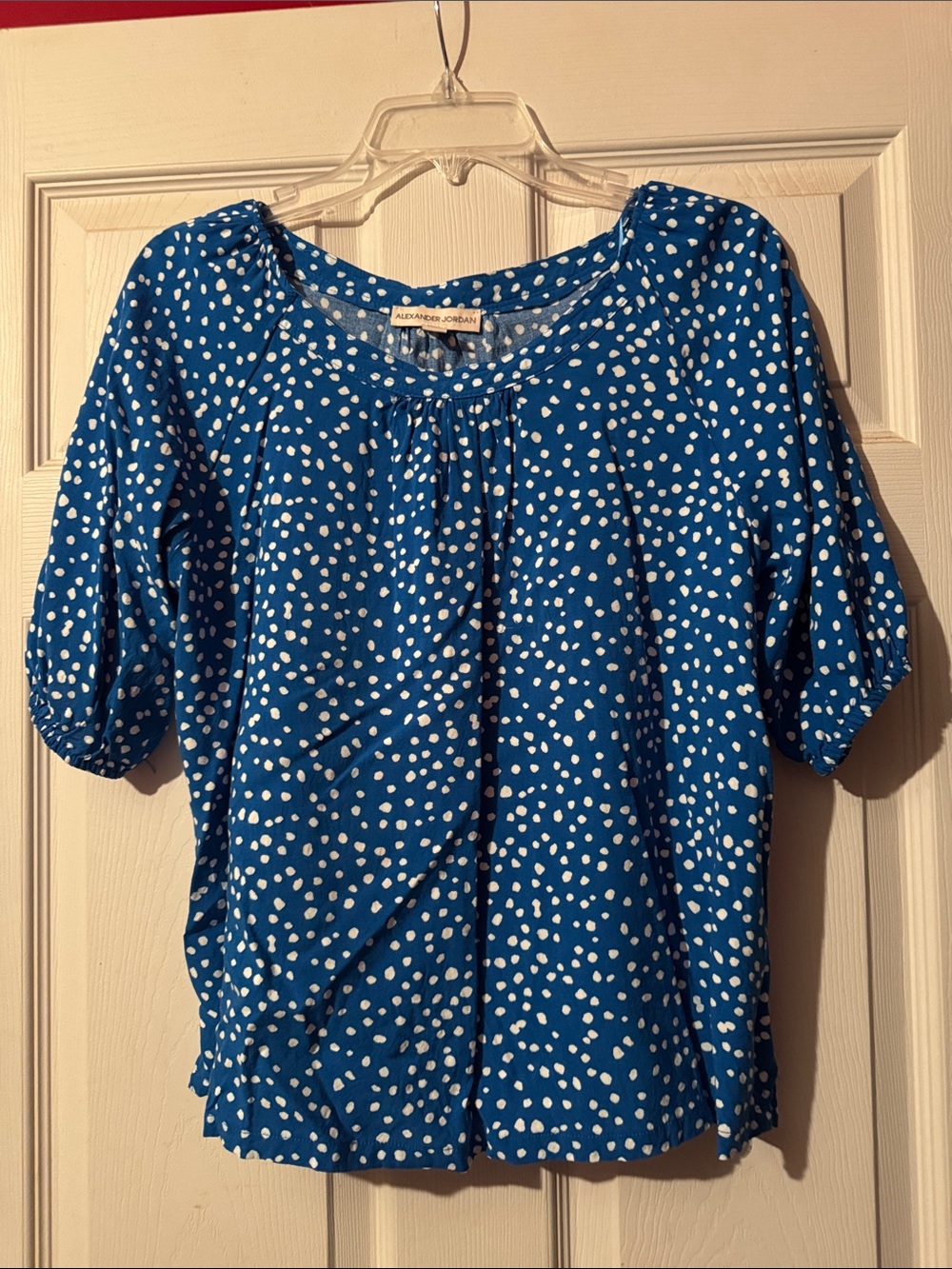 Alexander Jordan Blue Polka Dot Scoop-Neck Blouse